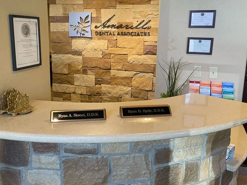 The reception desk, with name plates for Dr. Ryan A. Street and Dr. Ryan D. Hyde.